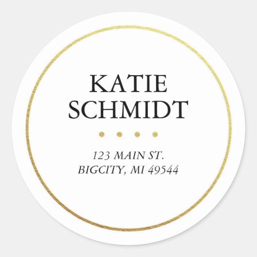 Wit retouradres etiket met faux gouden folie (Voorkant)