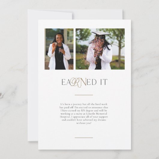 Wit RN Graduatie Graduation Party Invitation Aankondiging (Achterkant)