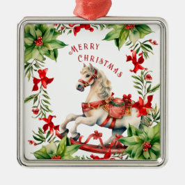 Wit  Rocking Horse Christmas Ornament