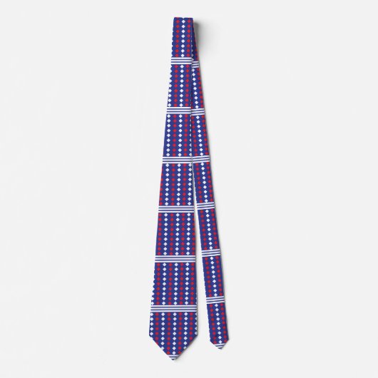 Wit Rode Diamant Gestreept Stropdas (Voorkant)