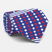 Wit Rode Diamant Gestreept Stropdas (Opgerold)