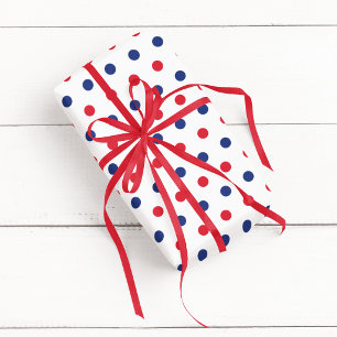 Wit Rode en Blauwe Stippen Cadeaupapier
