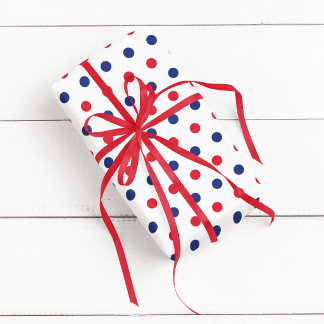 Wit Rode en Blauwe Stippen Cadeaupapier