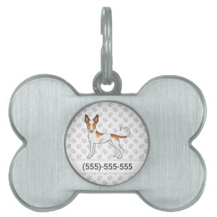 Wit & Rode Ibizan Hound Gladharige Hond & Nummer Huisdieren Naamplaatje