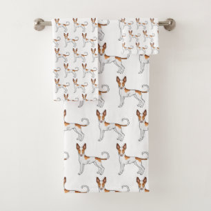 Wit & Rode Ibizan Hound Gladharige Hond Patroon Bad Handdoek