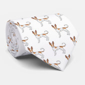 Wit & Rode Ibizan Hound Gladharige Hond Patroon Stropdas (Opgerold)