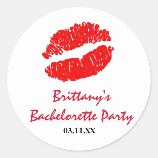 Wit & Rode Lippen Kus Kado Stickers voor Feest (Voorkant)