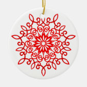 Wit Rode Mooie Sierlijke Traditionele Kerstmis Keramisch Ornament (Voorkant)