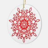 Wit Rode Mooie Sierlijke Traditionele Kerstmis Keramisch Ornament (Links)