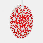 Wit Rode Mooie Sierlijke Traditionele Kerstmis Metalen Ornament (Voorkant Rechts)