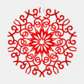 Wit Rode Mooie Sierlijke Traditionele Kerstmis Metalen Ornament (Achterkant)