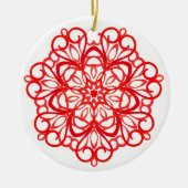 Wit & Rode Pretty decoratieve Mandala Cute Kerstmi Keramisch Ornament (Voorkant)