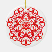 Wit & Rode Pretty decoratieve Mandala Cute Kerstmi Keramisch Ornament (Achterkant)