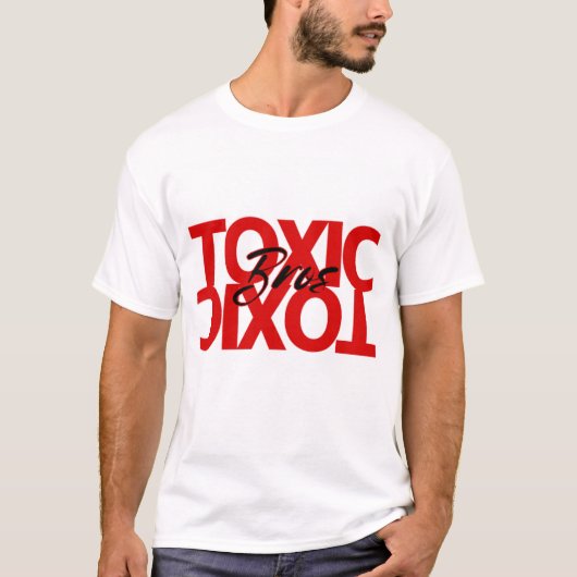 Wit + Rode Toxic Bro's T-shirt (Voorkant)