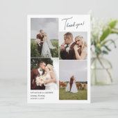 Wit Romantisch 6 Huwelijksfoto's Dank u Nota Bedankkaart (Staand voorkant)