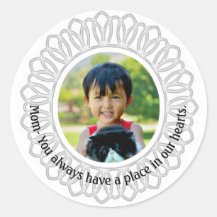 Wit Rond Lijst Foto Ketting, Moeder Inscriptie Ronde Sticker