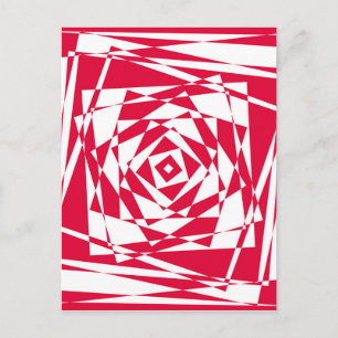 Wit & Rood Abstract Optische Illusie Briefkaart