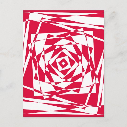 Wit & Rood Abstract Optische Illusie Briefkaart (Voorkant)