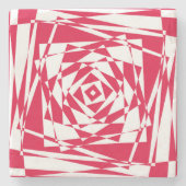 Wit Rood Abstracte Illusie Stenen Onderzetter – Mo (Voorkant)