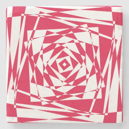 Wit Rood Abstracte Illusie Stenen Onderzetter – Mo (Voorkant)