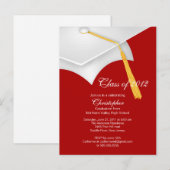 Wit Rood Afstudeerder Pet Graduation Party Invitat Uitnodiging Briefkaart (Voorkant / Achterkant)