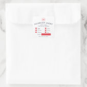 Wit Rood Allergie Waarschuwing Bakkerij Cake Voeds Vierkante Sticker (Tas)