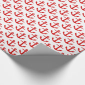 Wit, rood ankerspatroon cadeaupapier (Hoek)