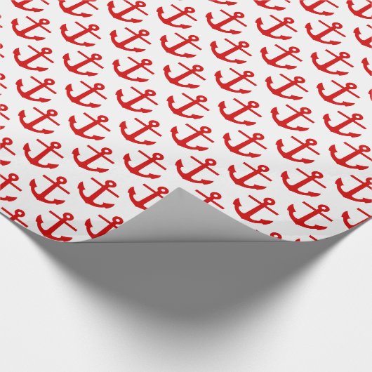 Wit, rood ankerspatroon cadeaupapier (Hoek)