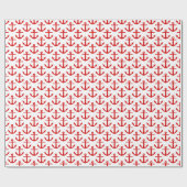 Wit, rood ankerspatroon cadeaupapier (Vlak)