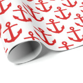 Wit, rood ankerspatroon cadeaupapier (Rol Hoek)