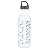 Wit Rood Blauw Chic Modern Floral Pattern Sjabloon Waterfles (Achterkant)