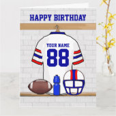 Wit Rood Blauw Football Jersey Happy Birthday Kaart (Gele Bloem)