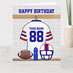 Wit Rood Blauw Football Jersey Happy Birthday Kaart