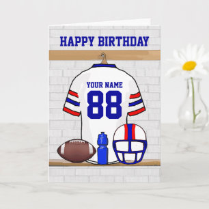 Wit Rood Blauw Football Jersey Happy Birthday Kaart