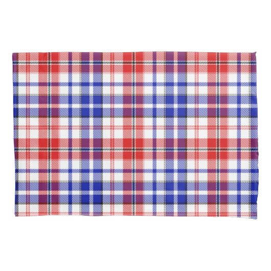 Wit Rood Blauw Geruit Schotse Ruit Design Kussensloop (Voorkant)