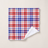 Wit Rood Blauw Geruit Schotse Ruit Ontwerp Bad Handdoek (Wasdoekje)