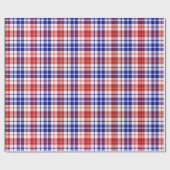 Wit Rood Blauw Geruit Schotse Ruit Ontwerp Cadeaupapier (Vlak)