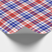 Wit Rood Blauw Geruit Schotse Ruit Ontwerp Cadeaupapier (Hoek)