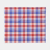Wit Rood Blauw Geruit Schotse Ruit Ontwerp Fleece Deken (Voorkant (Horizontaal))