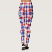 Wit Rood Blauw Geruit Schotse Ruit Ontwerp Leggings (Achterkant)