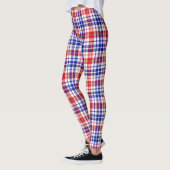 Wit Rood Blauw Geruit Schotse Ruit Ontwerp Leggings (Links)