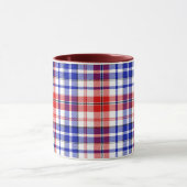 Wit Rood Blauw Geruit Schotse Ruit Ontwerp Mok (Midden)