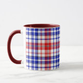 Wit Rood Blauw Geruit Schotse Ruit Ontwerp Mok (Links)