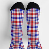 Wit Rood Blauw Geruit Schotse Ruit Ontwerp Sokken (Top)