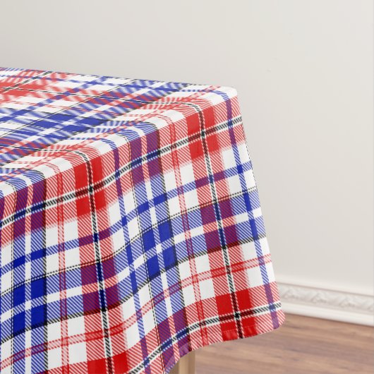 Wit Rood Blauw Geruit Schotse Ruit Ontwerp  Tafelkleed (Voorbeeld)