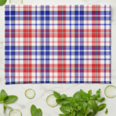 Wit Rood Blauw Geruit Schotse Ruit Ontwerp Theedoek (Gevouwen)