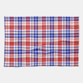 Wit Rood Blauw Geruit Schotse Ruit Ontwerp Theedoek (Horizontaal)