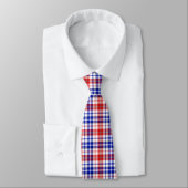 Wit Rood Blauw Geruit Schotse Ruitontwerp  Stropdas (Gebonden)