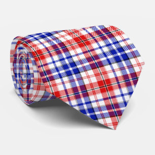 Wit Rood Blauw Geruit Schotse Ruitontwerp Stropdas