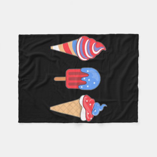 Wit Rood Blauw Ijs Amerikaanse Vlag 4th van Juli Fleece Deken (Voorkant (Horizontaal))